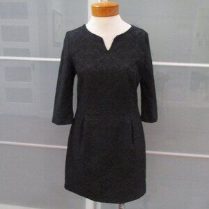 Vintage Camaieu 3/4 Sleeve Tonal Floral Print Wiggle Pencil Dress